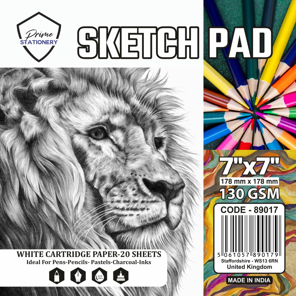 Prime 7'' x 7'' Sketch Pad 130gsm 20 Sheets